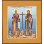 Рукописная икона преподобных Иоанна Лествичника и Григория Паламы